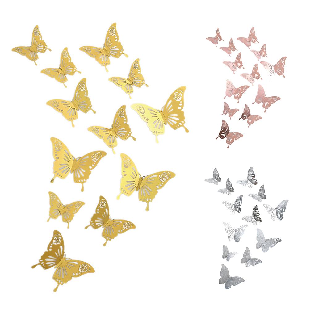 Pack of 12 3D Hollow Paper Wall Sticker Household Living Room Art Craft Decoration Decals Holiday Party Decor Gifts