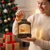 Weihnachts-Schneekugel-Laterne, Vintage Weihnachtsmann/Baum/Rentier Wasserwirbelnde Feiertags-Tischdekoration, Schreibtisch-Nachtlicht für Fenster