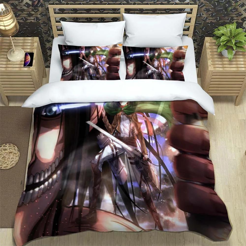 Attack on Titan Sada povlečení z polyesteru s potiskem Povlak na polštář měkký a pohodlný Přizpůsobitelný