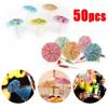 50pcs Bamboo Toothpick Paper Cocktail Parasols Toothpick Fruit Stick Hawaiian Fruit Picks Wedding Decor Drink Picks Pool Party