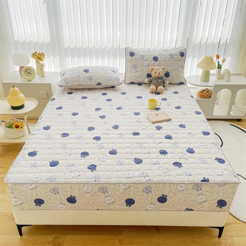 Einfarbiger, gesteppter, rutschfester Matratzenbezug – verdicktes, gebürstetes All-Inclusive-Laken für Simmons-Betten