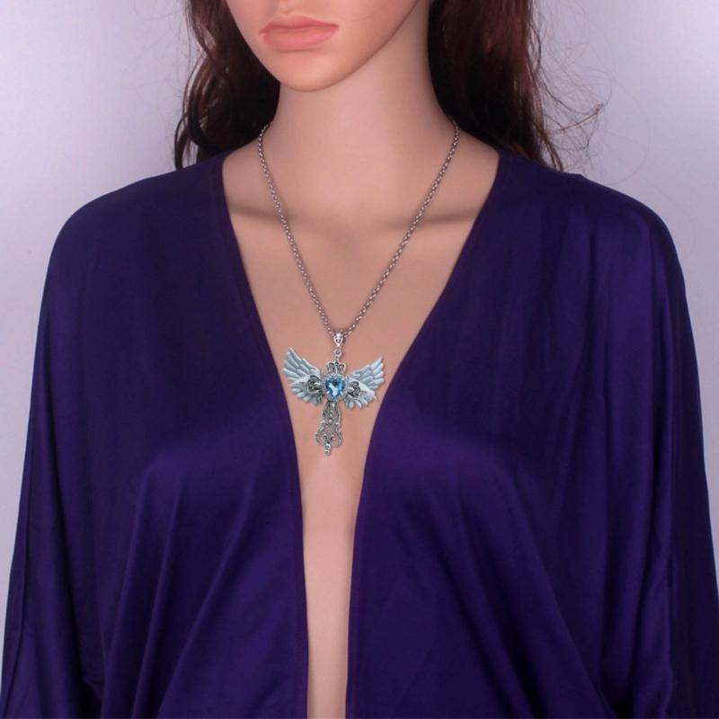 Angel Crossed Necklace Women Sweater Chain Female Hip-hop Non-fading Jewelry