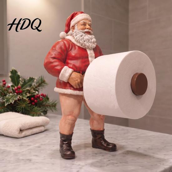 Christmas Kitchen Counter Decor Naughty Santa Toilet Paper Holder Funny Character Design Creative Roll Dispenser Towel Stand Stable Base Decorative