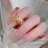 Copper Contemporary Vintage Ring For Women With Luxurious Gold Finish And Dazzling Geometric Diamond Detailing