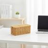 Cable Management Box Imitation-Rattan Cord Hider with Open Slots Low-Profile