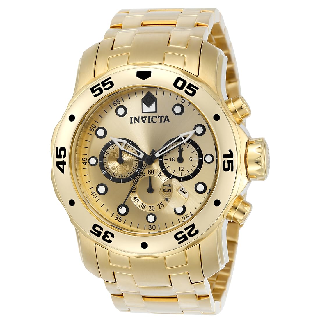 

Invicta Pro Diver Quartz 48mm Gold Stainless Steel Gold Watch, Case, Strap, Dial, 74mm, Men s [Used]
