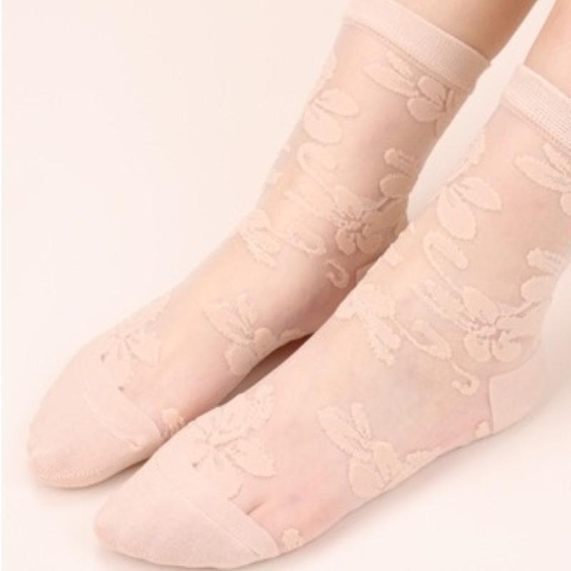 Summer Women Socks Ultra-thin Transparent Crystal Silk Socks Women Cartoon Print Japanese Kawaii Cute Funny Elastic Long Socks