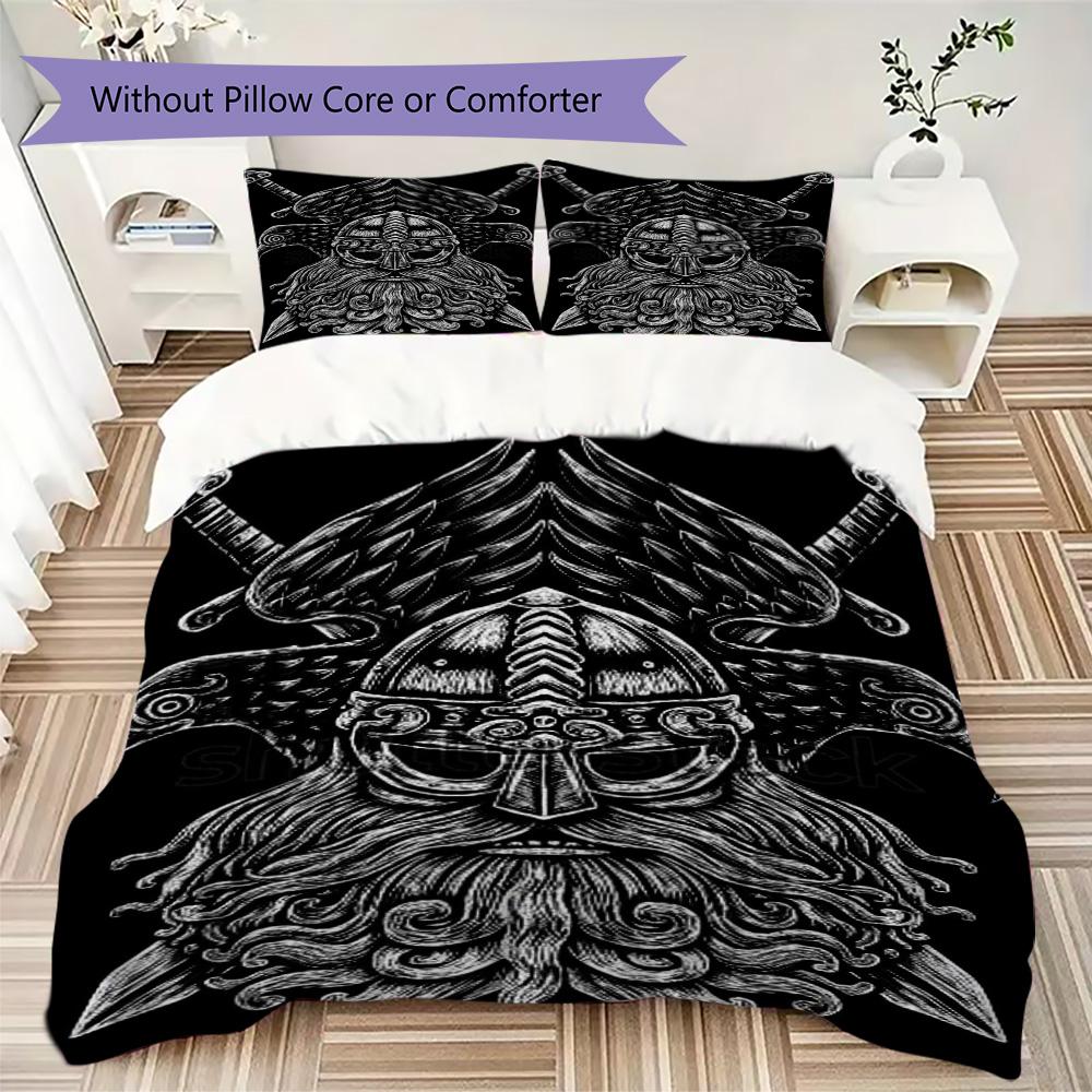 Odin Viking Warrior Pattern Bedding,Quilt Set Quilt Cover Pillowcase Home Birthday Gift (1*duvet cover+2*pillowcase,without core)ZSJT0917129