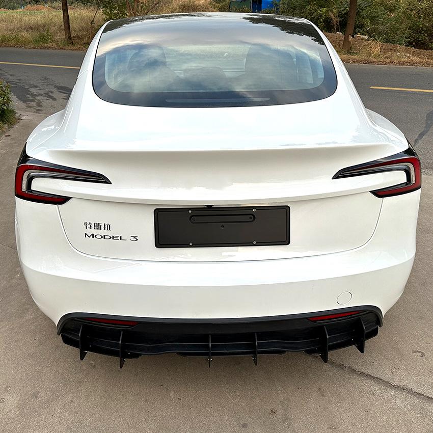 For Tesla Model 3 Highland 2023 2024 2025 Refit Rear Bumper Diffuser Lip Lower Spoiler Blade Wind Knife Splitter Plate Body Kit