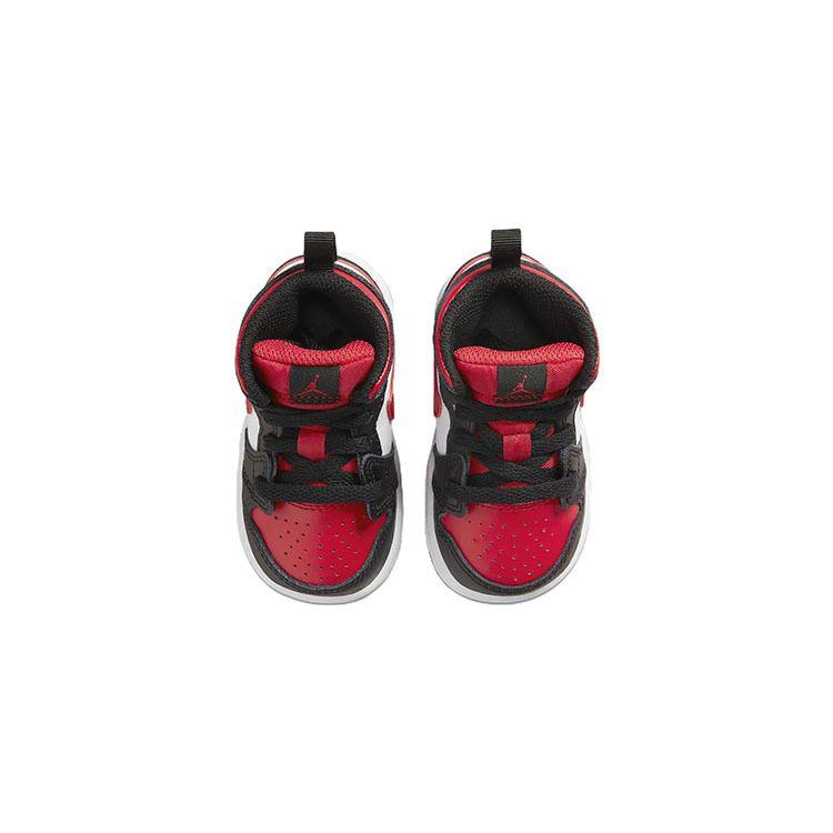 Air Jordan 1 Mid TD Black Fire Red Baby Sneakers White 640735-079
