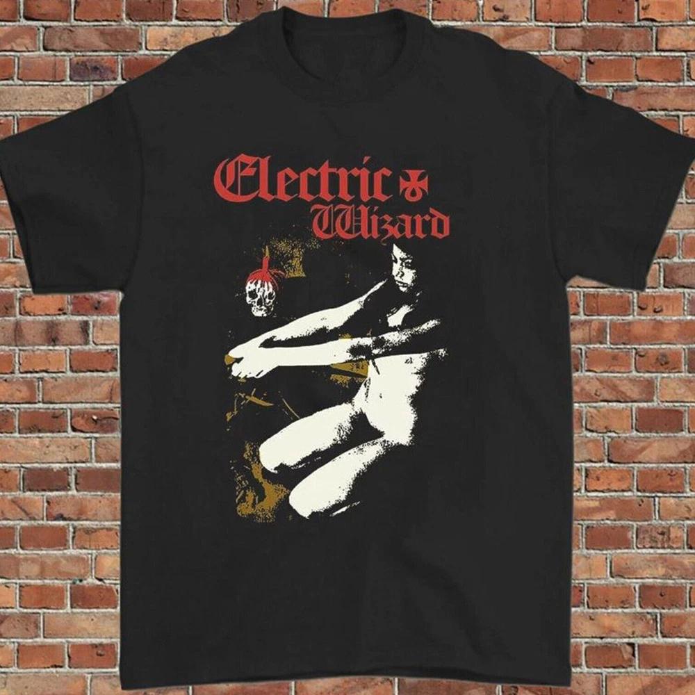 Electric Wizard Artwork Black T-shirt Loose and Breathable Men's and Women's Same Crew Neck Pure Cotton T-shirt