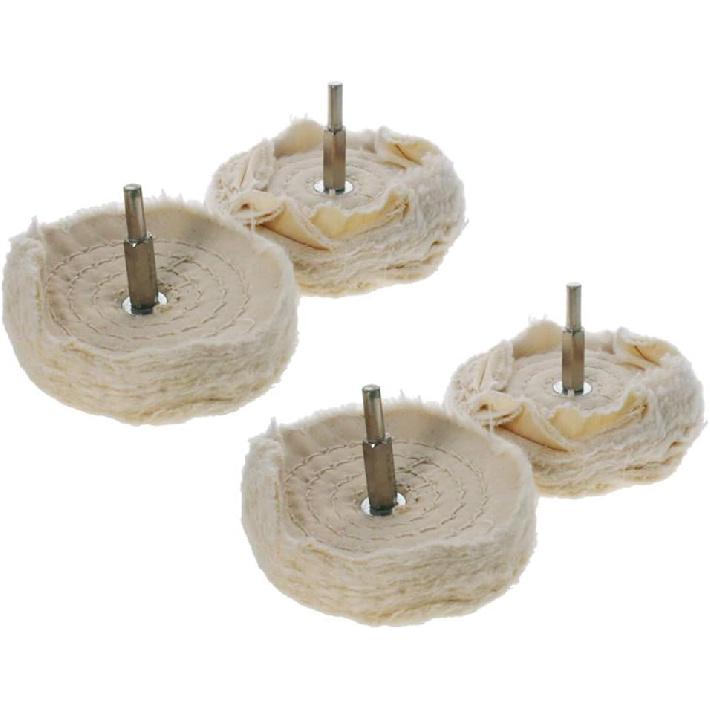 Utoolmart 2-Inch Buffing Polishing Pad Wheel Cotton with 1/4-inch Handle for Manifold Aluminum Stainless Steel Chrome 6 Pcs
