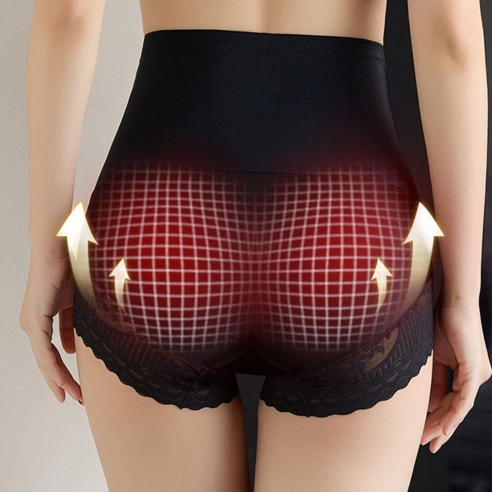 High Waist Tummy Control Underwear Lace Flower Butt Lifting Panties Body Shaping Underpants  Ladies