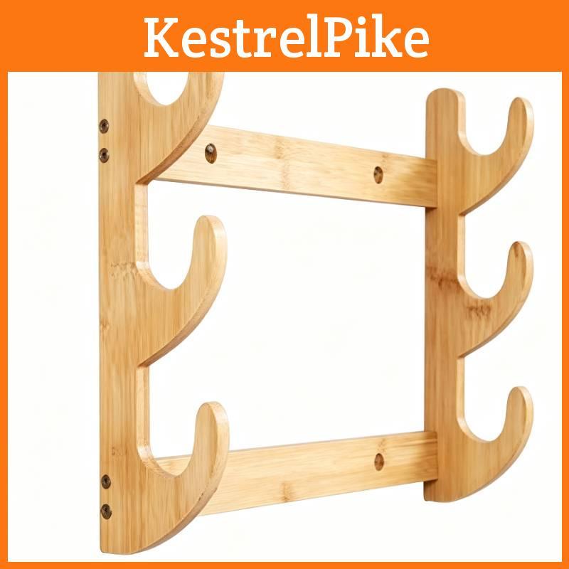 Wooden Sword Display Shelf With Multilevel Wall Mount For Collectors And Home Decor