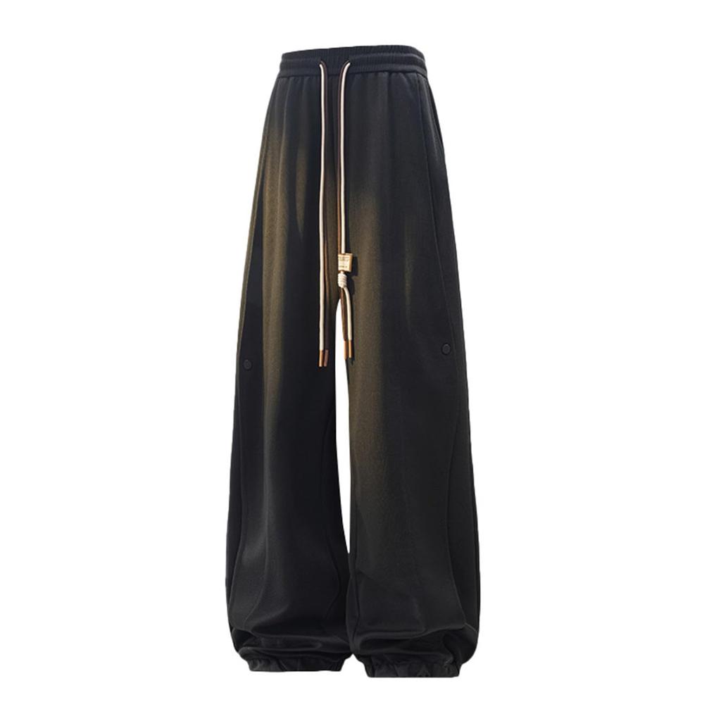 Men's Versatile Casual Wide-leg Drawstring Pants With Pockets