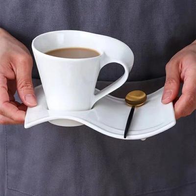 White Porcelain Coffee Cup Creative Wavy Afternoon Tea Milk Cups Ceramic Espresso Cup Home Decoration New