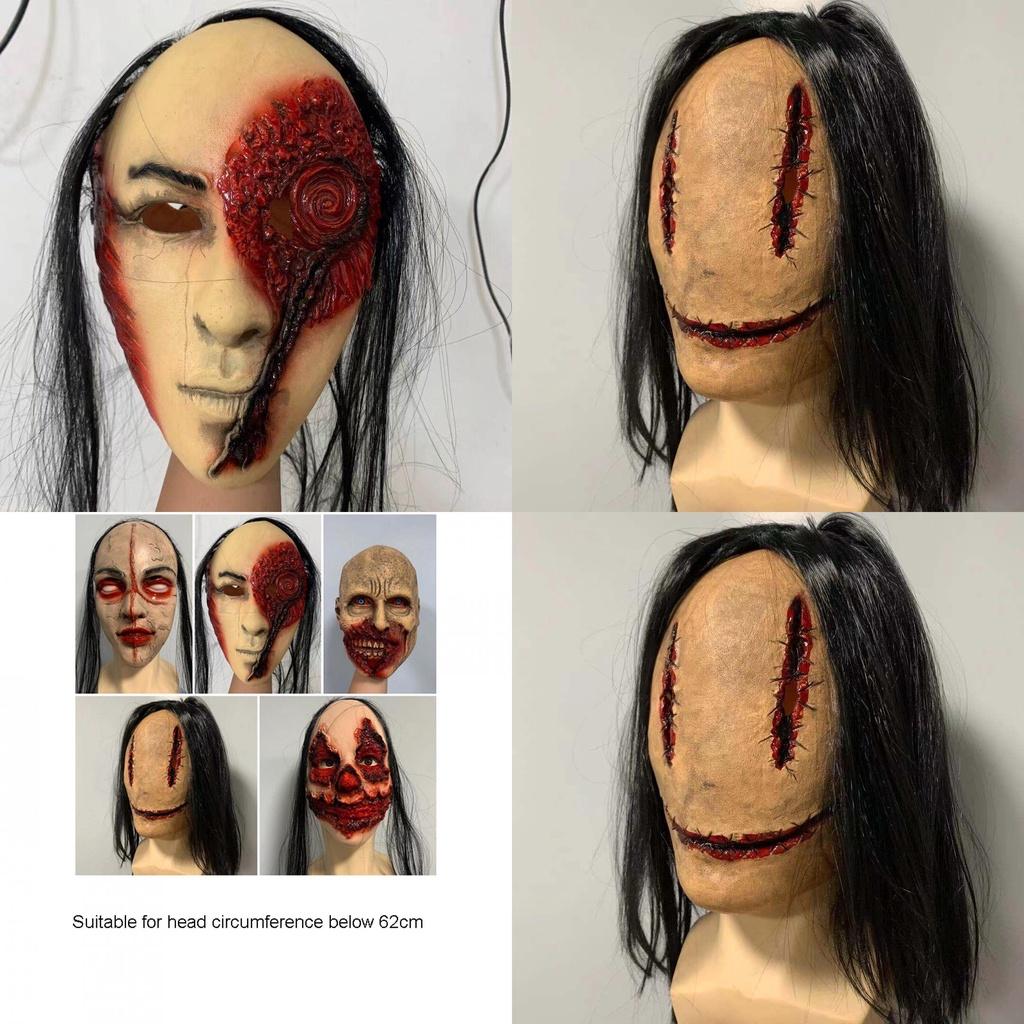Scary Halloween Ghost Latex Horror Mask Cosplay Props Rotten Face Headgear