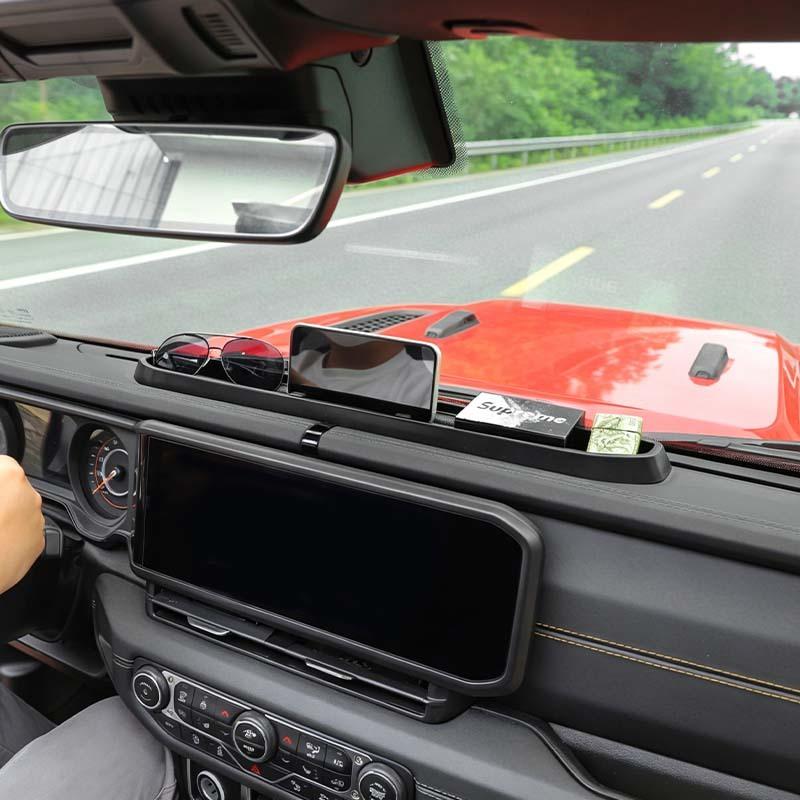  Central Control Panel Phone Holder Organizer Storage Box Container For Jeep Wrangler JL JT Gladiator 2024 Up Stowing Tidying Accessories