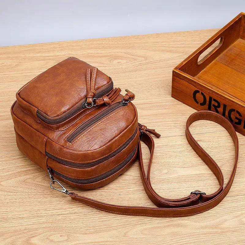 Vintage Designer Shoulder Messenger Bag Casual Handbag Crossbody Bags for Women PU Leather Small Daily Phone Pocket Purse Sac