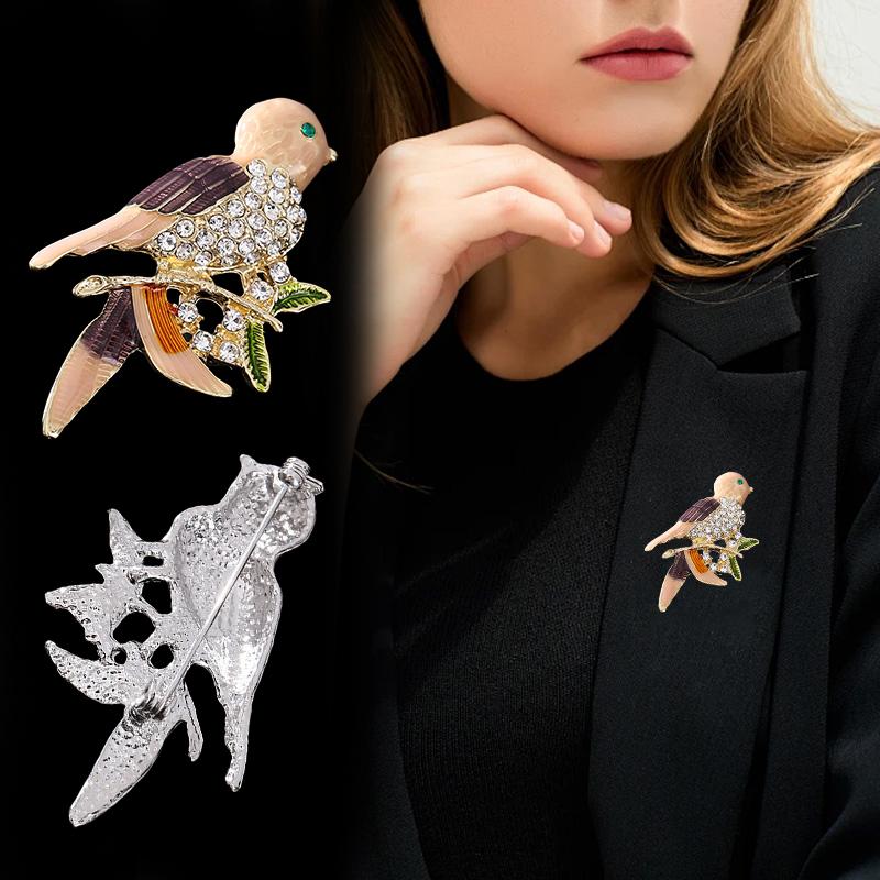 1PC Brooch Lightweight Lapel Pin Hypoallergenic Enamel Bohemian Bird Daily Swallow Sturdy Clothing Elegant