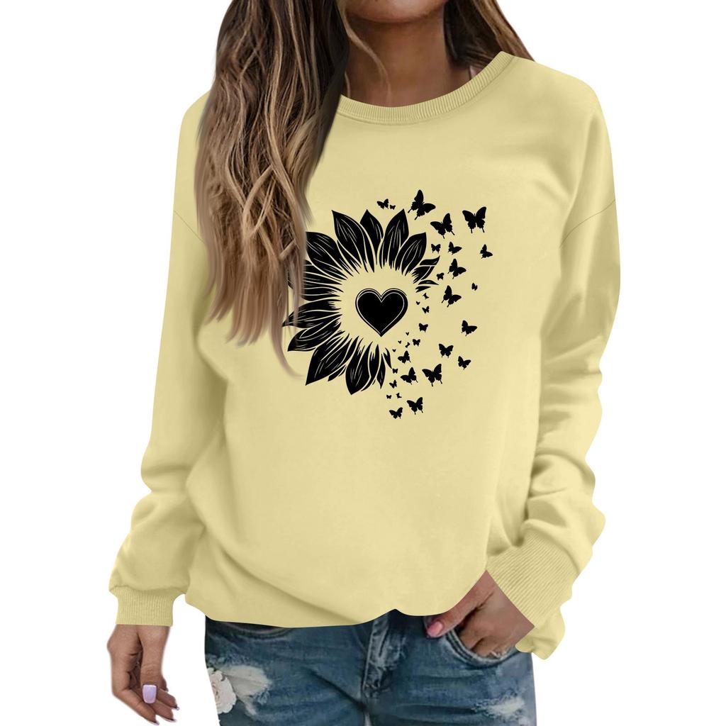 Modă Femei Casual Mânecă Lungă Culoare Solidă Imprimat Gât Rotund Top Hanorac