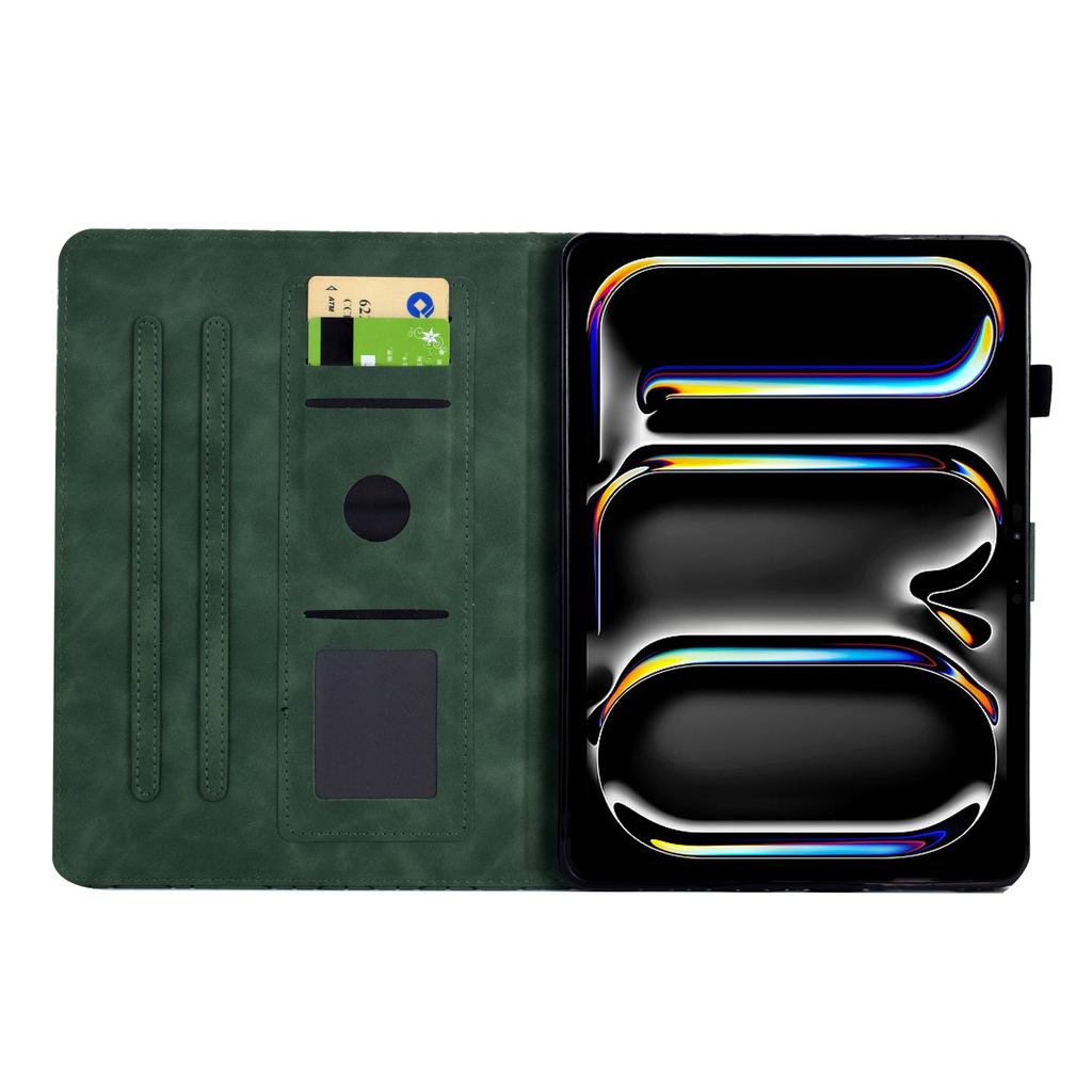 A6 For iPad Pro 11 (2024) Case Card Slots Stand Rhombus Auto Wake/Sleep Leather Tablet Cover