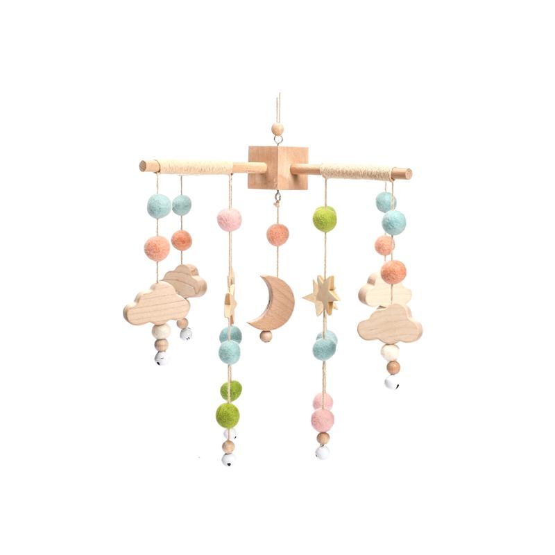 Baby Wooden Crib Mobile Bed Bell Hanging Rattle Toy Newborn Music Box Bed Bell Hanging Toys Holder Bracket Infant Crib Baby Gift