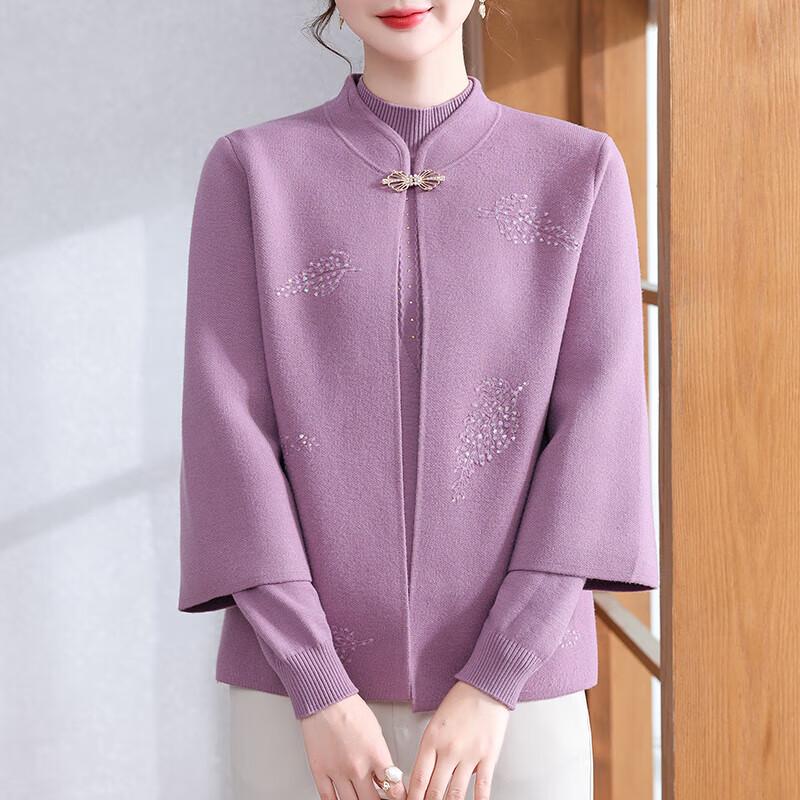 

XUEXI Women s Mid-Aged Knitted Cardigan Set L