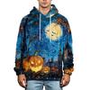 Men's Fall Winter Halloween Print Plus Size Hooded Flannel Sweatshirt Casual Trendy Streetwear