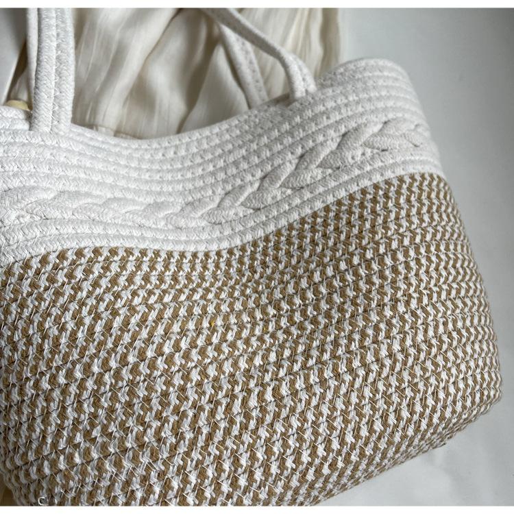 Casual shoulder large capacity bag rope striped design small fresh bag portable tote bag Han Fan fashion