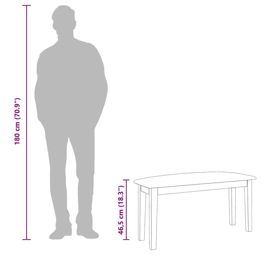 Bench 90 cm White Solid Rubberwood