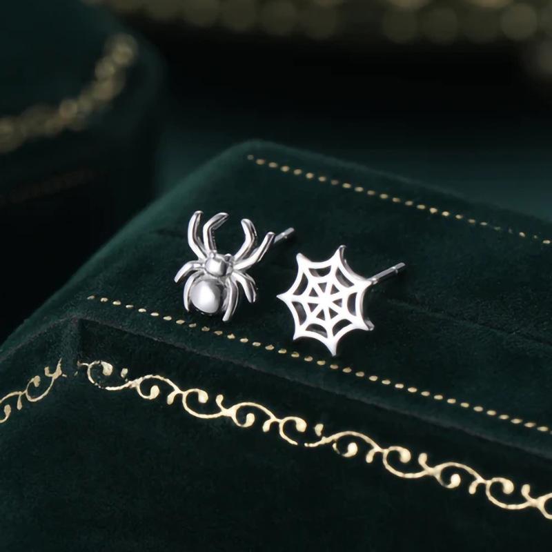 European And American Fashion Funny Earrings, Spider Spider Web Holiday Earrings, High-End Metal Halloween Earrings