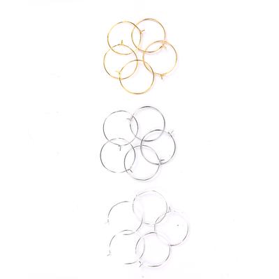 100Pcs Silver Gold Plated Wine Glass Charm Rings Earring Hoops Wedding Party