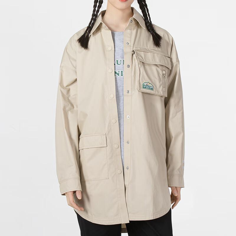 Puma Solid Color Sports Cardigan With Lapel Casual Woven Jacket Women Jacket Off-White 536881-64