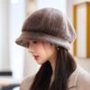 Hats for Women's Autumn and Winter Newly Thickened Tie Dye Beret Korean Face Showing Small Octagonal Hat Windproof and Warm Painter Hat