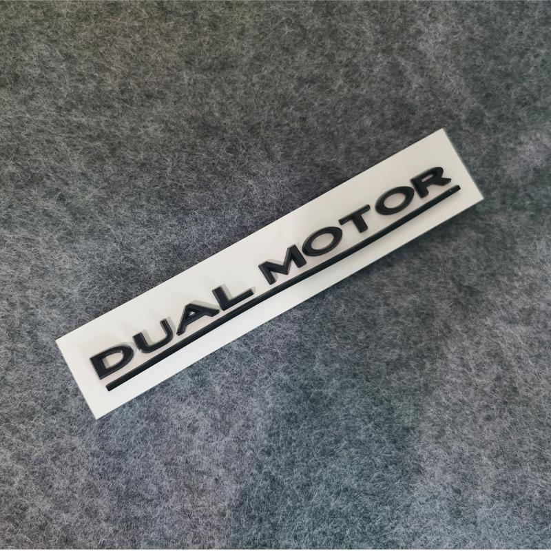 DUAL MOTOR Emblem For Tesla Model 3 Y S X Accessories Underlined Letters  Performance Badge Trunk Sticker Chrome 3D Decal