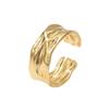 Retro Irregular Geometric Chunky Opening Rings for Women Stainless Steel Gold Color Ring Aesthetic Wedding Waterproof Jewelry