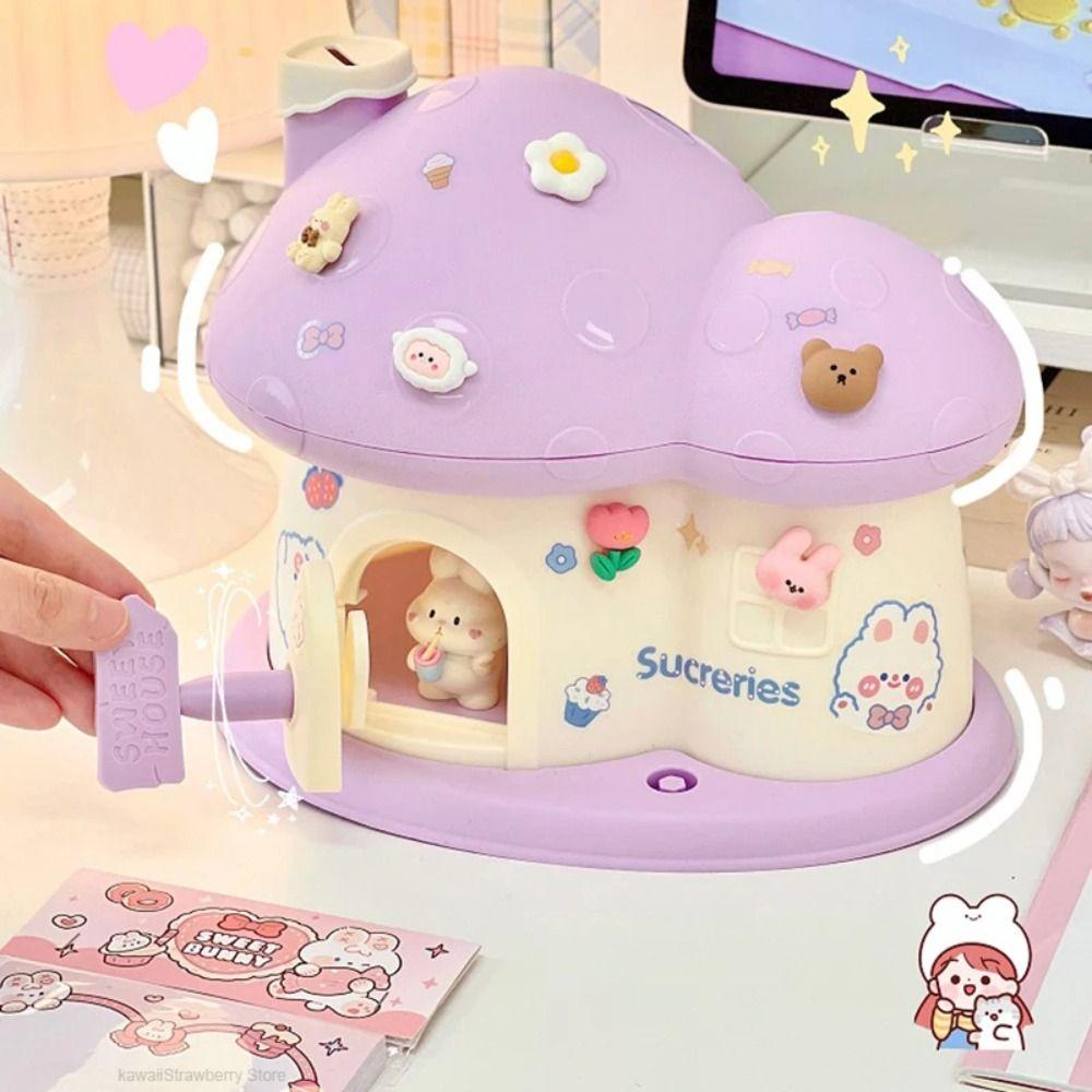 

11Pcs Lock and Key Safe Money Box Kawaii Birthday Gift Mushroom Piggy Bank Kids
