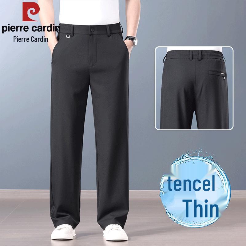 Pierre Cardin Men's Wrinkle-Resistant Tencel Linen Blend Straight-Leg Casual Pants