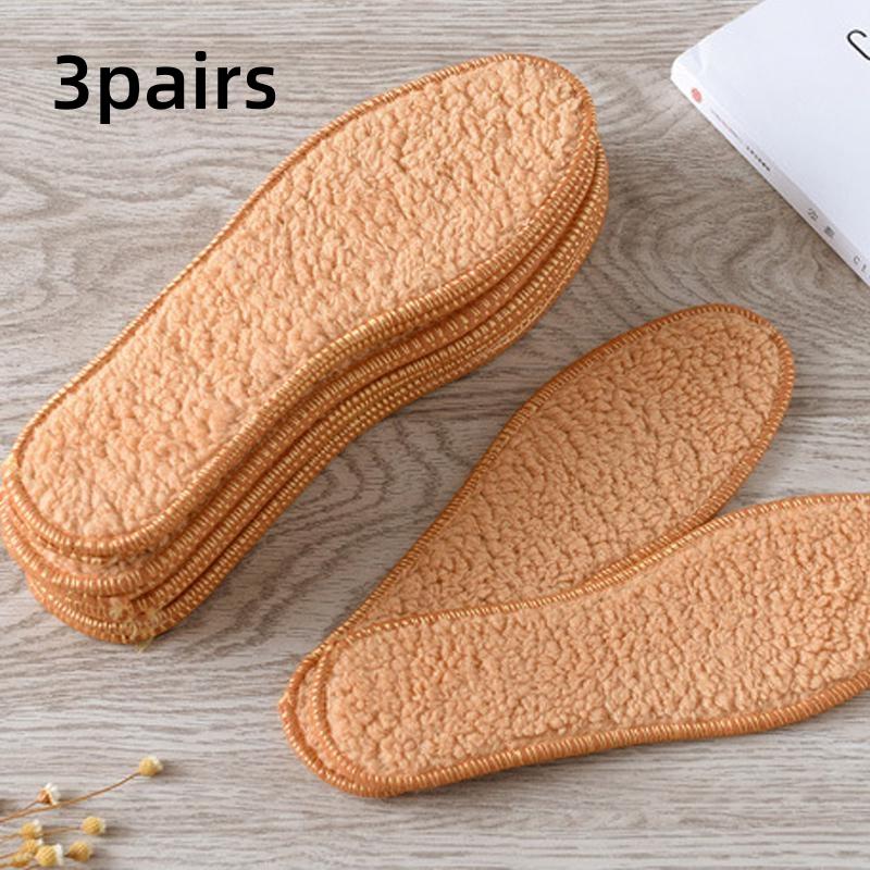 

1/3 пары теплых стелек из овечьей шерсти и утолщенных, удобных и дезодорирующих хлопковых стелек 38 бежевый