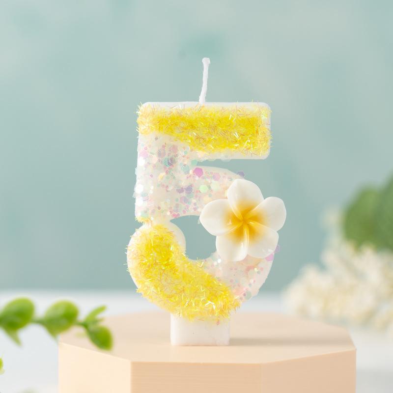 Creative Small Yellow Flower Numbers Birthday Candle Cake Party Decoration First Birthday Celebration
