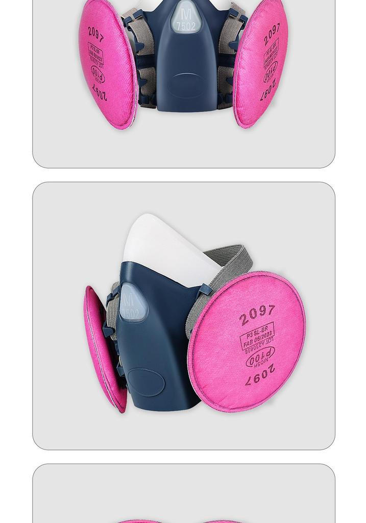 7502 Industrial Silicone Dust Mask with 2097 P100 Filter for Welders
