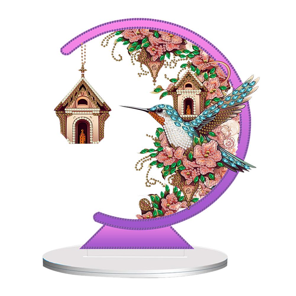 Diamantkunst Tischdeko in Sonderform Vogel mit Blume im Schnabel Vogelverziert Desktop Diamantkunst für Heim-Büro Desktop-Deko