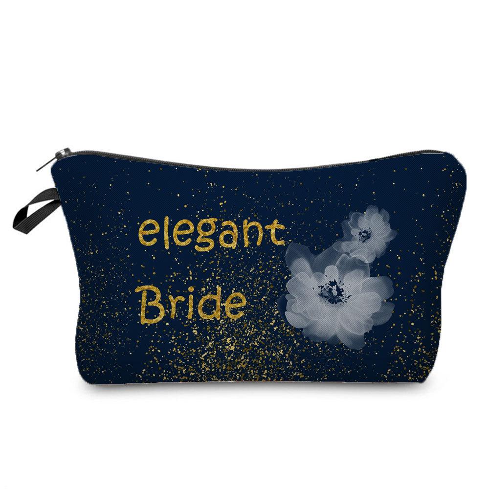 Women English Alphabet Print Cosmetic Bag Toiletries Organize Travel Storage Case 6696