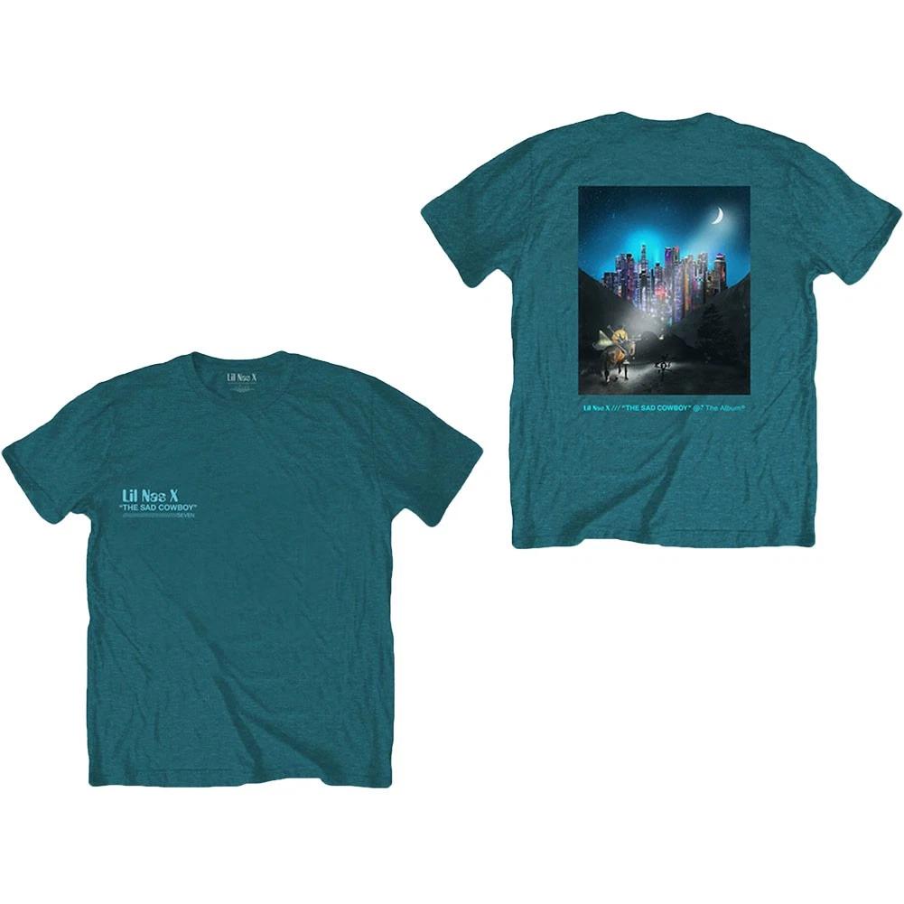 Men s Lil Nas X Album (Back Print) Slim Fit T-shirt Large Turquoise XXXL
