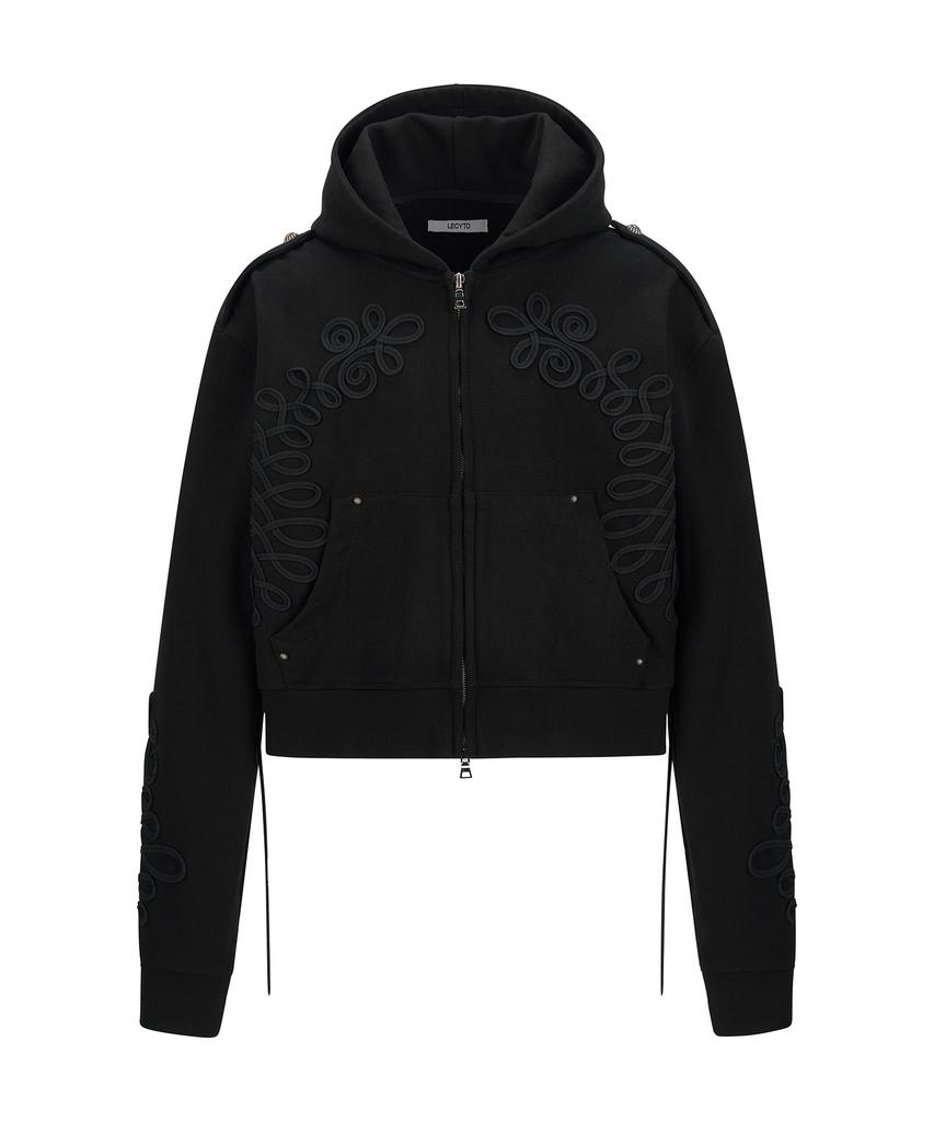Lecyto Baroque Loop Zip-Up Hoodie_[Black]