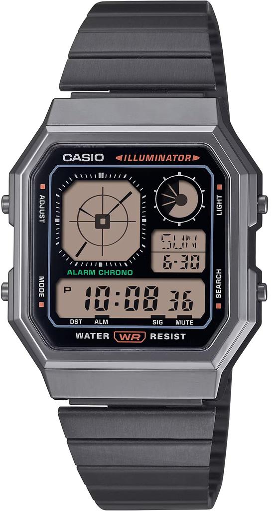 CASIO Vintage Series A130WEGG-1A unisex digital watch with analog display dark grey metallic overseas model