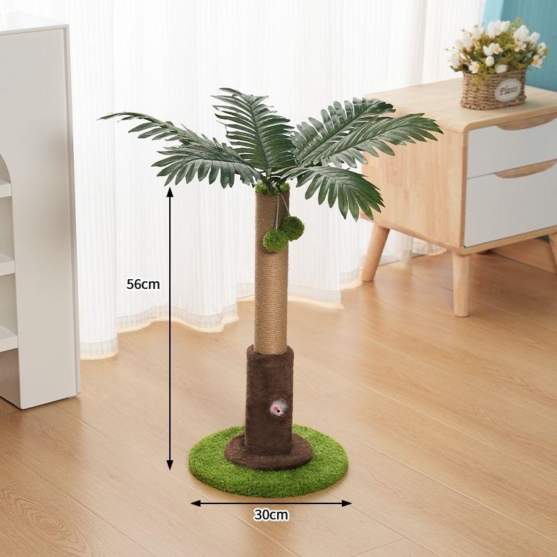 Coconut Palm Leaf Cat Tree with Scratching Post & Mouse Teaser