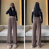 Wool Glutinous Rice Pants Drape Soft Waxy Knitted Wide-leg Pants Women's Autumn and Winter Lazy Wind High Waist Thin Straight Mopping Pants