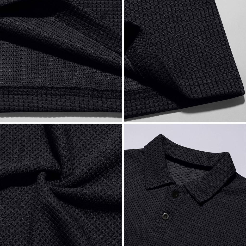 Men's Casual Polo Shirt Short Sleeve Striped Collar European Fit Lightweight Breathable Summer Top